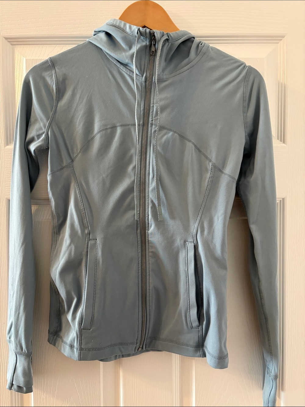 Light Blue Women's lightweight Hooded Zip Up